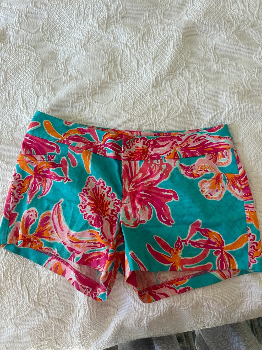 Lilly Pulitzer Teal Tropical Floral Bermuda Shorts